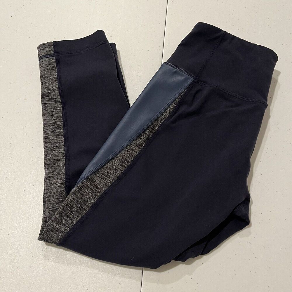 Athleta Colorblock Shine Revelation Capri Navy SIZE XS